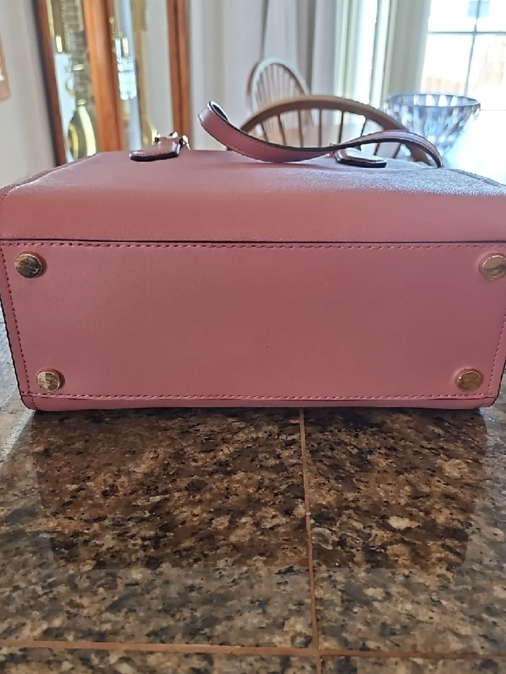 Michael Kors Marilyn Rose Pink Saffiano Leather Satchel with Gold Hardware - Picture 8 of 13